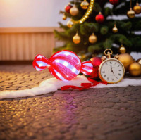 Акриловая светящаяся фигура, &quot;КРУГЛЫЙ ЛЕДЕНЕЦ&quot;, 40 белых LED-огней, 40 см, декор, уличный, Winter Deco