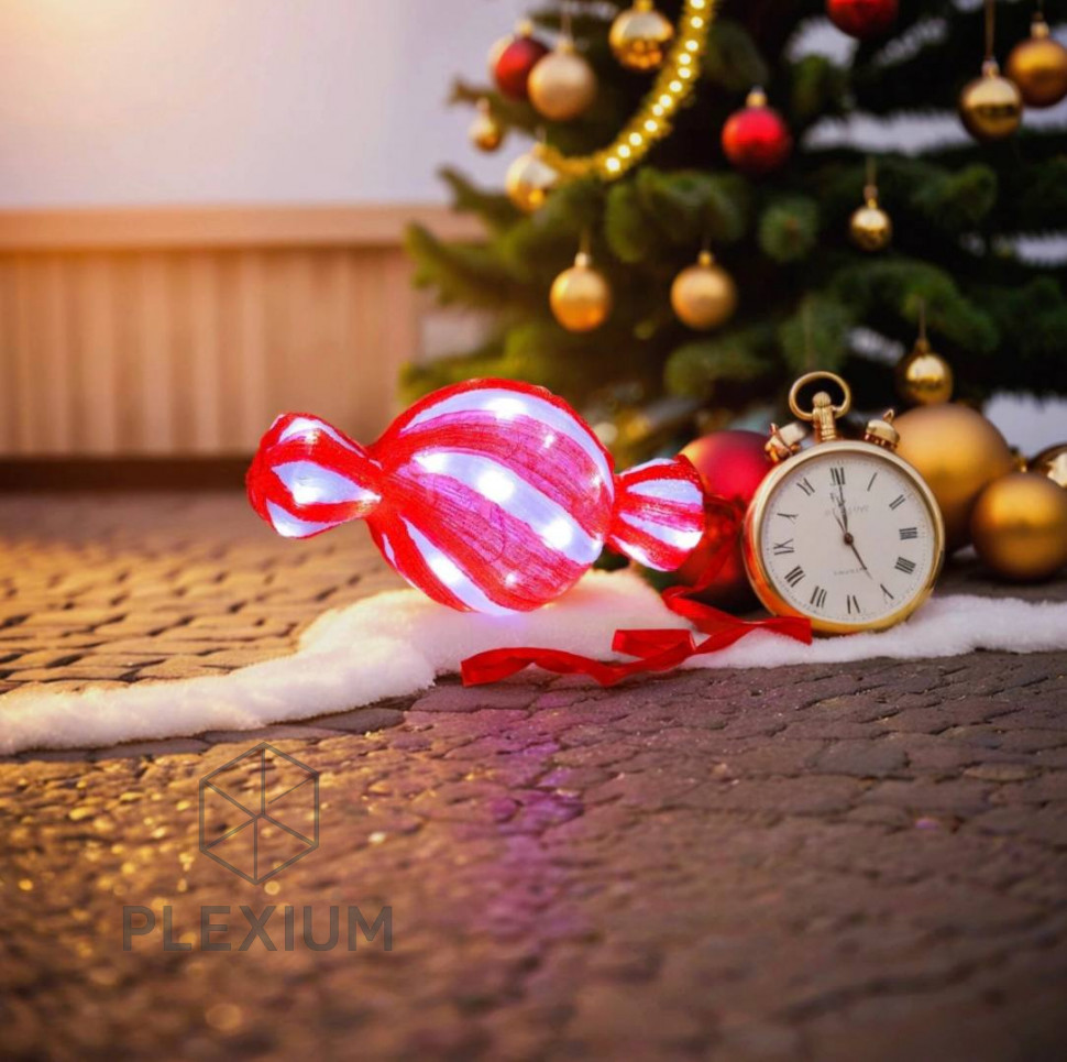 Акриловая светящаяся фигура, "КРУГЛЫЙ ЛЕДЕНЕЦ", 40 белых LED-огней, 40 см, декор, уличный, Winter Deco