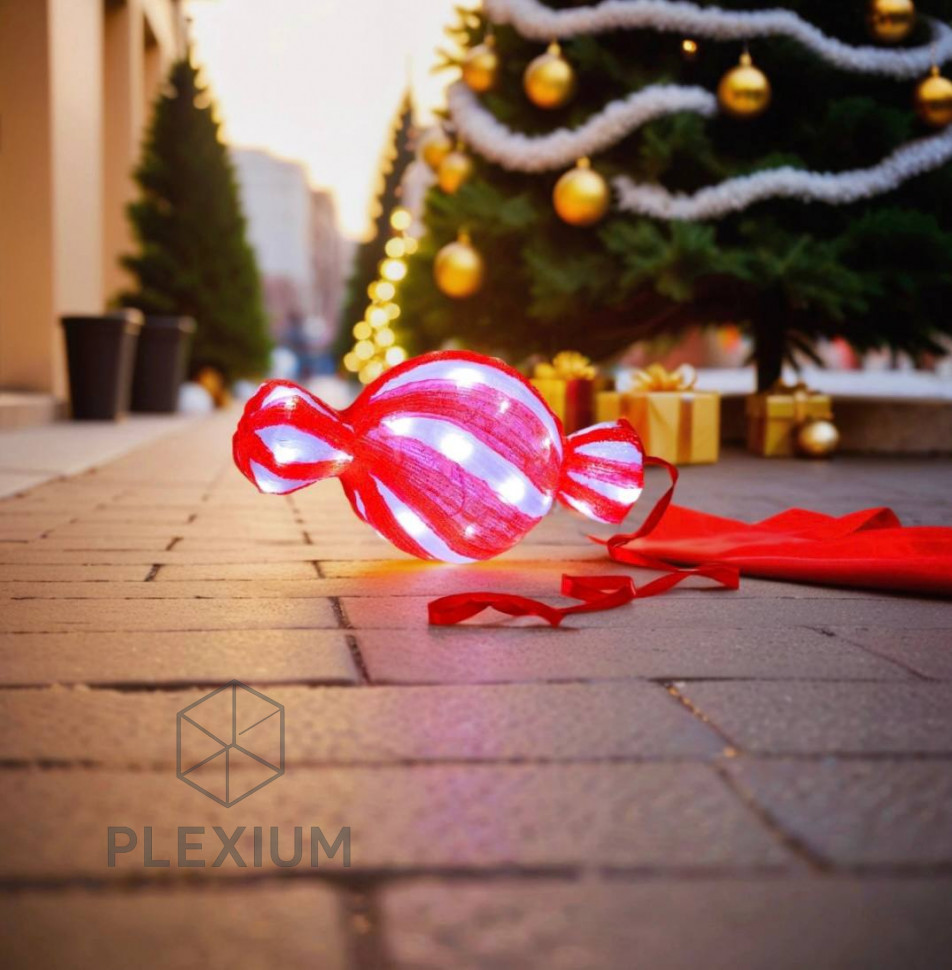 Акриловая светящаяся фигура, "КРУГЛЫЙ ЛЕДЕНЕЦ", 40 белых LED-огней, 40 см, декор, уличный, Winter Deco