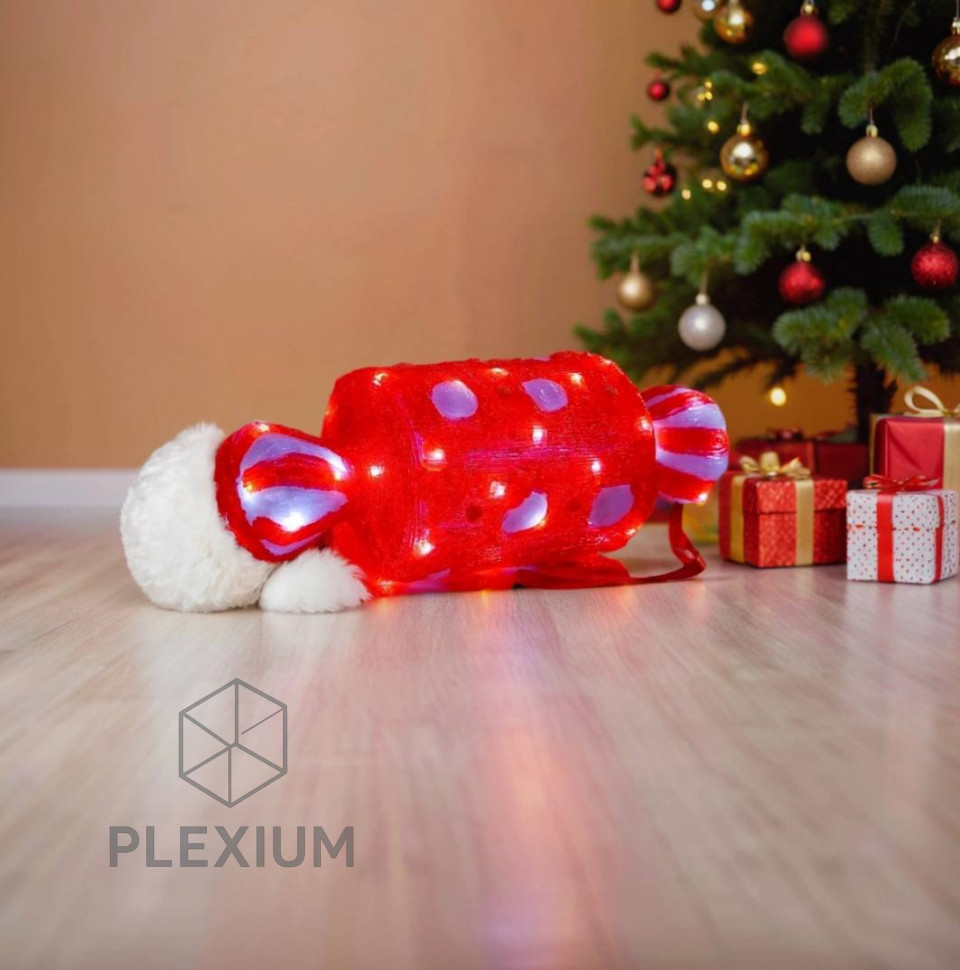 Акриловая светящаяся фигура, "ЛЕДЕНЕЦ В ГОРОШЕК", 40 белых LED-огней, 43 см, декор,  уличный, Winter Deco