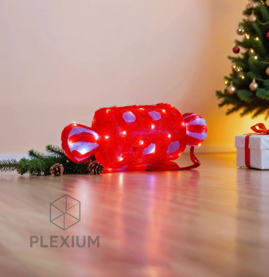 Акриловая светящаяся фигура, "ЛЕДЕНЕЦ В ГОРОШЕК", 40 белых LED-огней, 43 см, декор,  уличный, Winter Deco