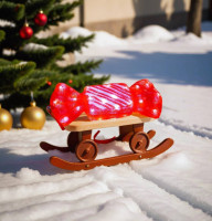 Акриловая светящаяся фигура, &quot;ЛЕДЕНЕЦ В ПОЛОСОЧКУ&quot;, 40 белых LED-огней, 44 см, декор,  уличный, Winter Deco