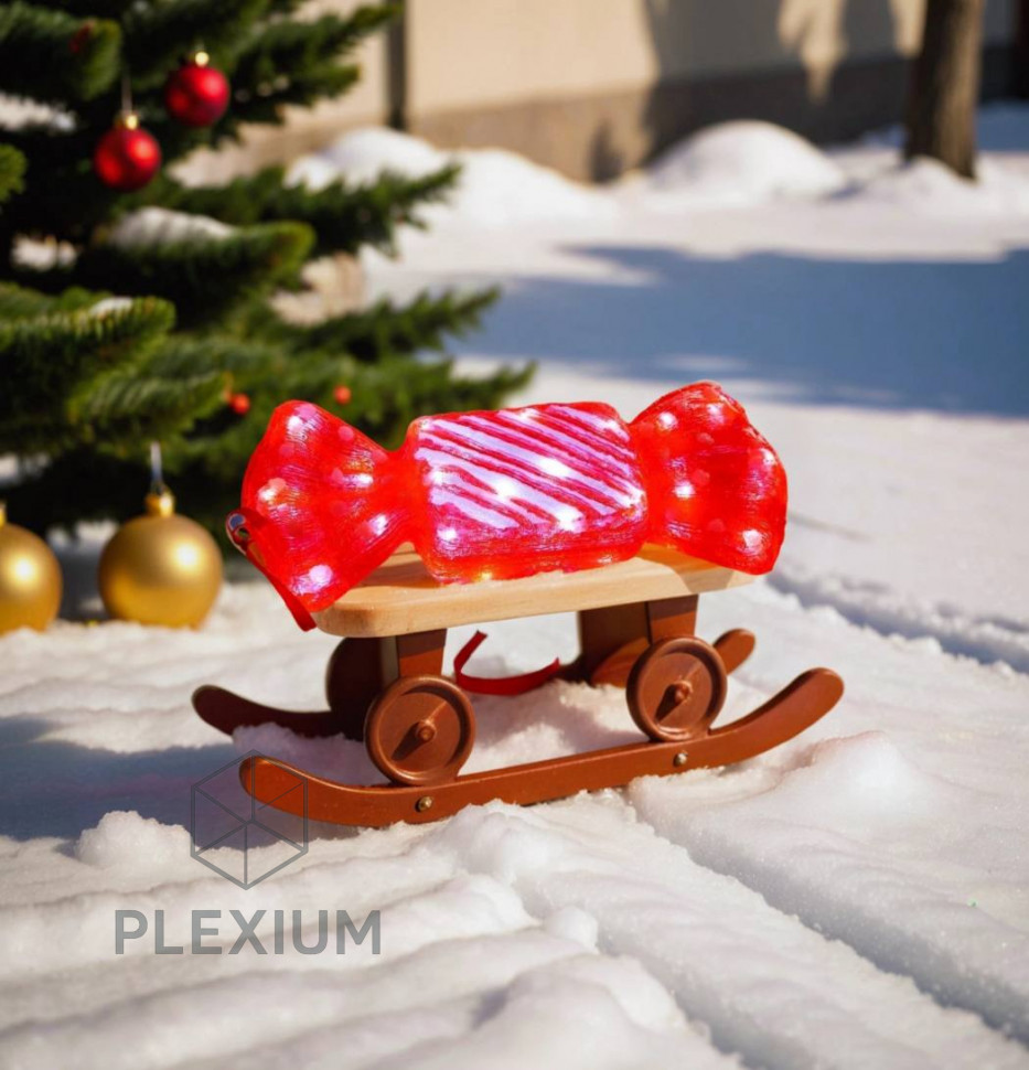 Акриловая светящаяся фигура, "ЛЕДЕНЕЦ В ПОЛОСОЧКУ", 40 белых LED-огней, 44 см, декор,  уличный, Winter Deco