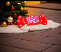 Акриловая светящаяся фигура, &quot;ЛЕДЕНЕЦ В ПОЛОСОЧКУ&quot;, 40 белых LED-огней, 44 см, декор,  уличный, Winter Deco