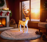 Акриловая святящаяся фигура, &quot;ОЛЕНЬ ГАРЕТ&quot;, 160 холодных белых LED-огней, 110 см, декор, уличный, Winter Deco