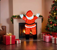 Акриловая святящаяся фигура, &quot;ДЕД МОРОЗ С СЮРПРИЗОМ&quot;, 300 холодных белых LED-огней, 120 см, декор, уличный, Winter Deco