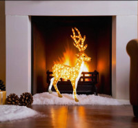 Акриловая святащяся фигура &quot;ОЛЕНЬ АЛЬВАР&quot;, 200 тёплых белых LED-огней, 118 см, декор, уличный, Kaemingk (Lumineo)