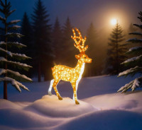 Акриловая святащяся фигура &quot;ОЛЕНЬ АЛЬВАР&quot;, 200 тёплых белых LED-огней, 118 см, декор, уличный, Kaemingk (Lumineo)